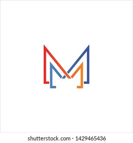 Minimal line letter initial M MM logo. Abstract and elegant shape font sign. logotype vector design template for personal identity branding, creative industry, web, business, corporate and company