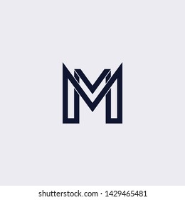 Minimal line letter initial M MM MV logo. Abstract and elegant shape font sign. logotype vector design template for personal identity branding, creative industry, web, business, corporate and company