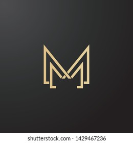 Minimal line letter initial M MM logo. Abstract and elegant shape font sign. logotype vector design template for personal identity branding, creative industry, web, business, corporate and company