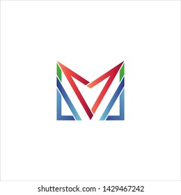 Minimal line letter initial M MV logo. Abstract and elegant shape font sign. logotype vector design template for personal identity branding, creative industry, web, business, corporate and company