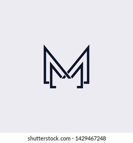 Minimal line letter initial M MM logo. Abstract and elegant shape font sign. logotype vector design template for personal identity branding, creative industry, web, business, corporate and company