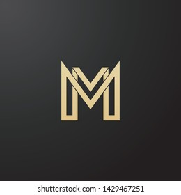 Minimal line letter initial M MM MV logo. Abstract and elegant shape font sign. logotype vector design template for personal identity branding, creative industry, web, business, corporate and company