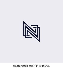 Minimal line letter initial N NN logo. Abstract and elegant shape font sign. logotype vector design template for personal identity branding, creative industry, web, business, corporate and company