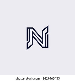 Minimal line letter initial N logo. Abstract and elegant shape font sign. logotype vector design template for personal identity branding, creative industry, web, business, corporate and company