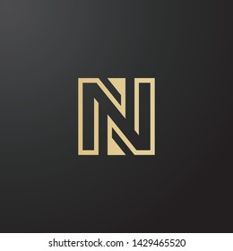 Minimal line letter initial N NN logo. Abstract and elegant shape font sign. logotype vector design template for personal identity branding, creative industry, web, business, corporate and company