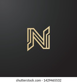Minimal line letter initial N logo. Abstract and elegant shape font sign. logotype vector design template for personal identity branding, creative industry, web, business, corporate and company