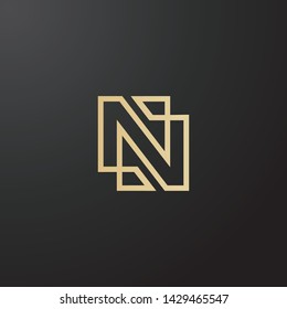Minimal line letter initial N NN logo. Abstract and elegant shape font sign. logotype vector design template for personal identity branding, creative industry, web, business, corporate and company