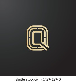 Minimal line letter initial Q logo. Abstract and elegant shape font sign. logotype vector design template for personal identity branding, creative industry, web, business, corporate and company