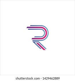 Minimal line letter initial R logo. Abstract and elegant shape font sign. logotype vector design template for personal identity branding, creative industry, web, business, corporate and company