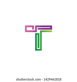 Minimal line letter initial T logo. Abstract and elegant shape font sign. logotype vector design template for personal identity branding, creative industry, web, business, corporate and company