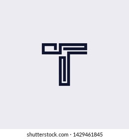 Minimal line letter initial T logo. Abstract and elegant shape font sign. logotype vector design template for personal identity branding, creative industry, web, business, corporate and company