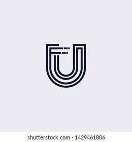 Minimal line letter initial U FU logo. Abstract and elegant shape font sign. logotype vector design template for personal identity branding, creative industry, web, business, corporate and company