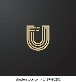 Minimal line letter initial U FU logo. Abstract and elegant shape font sign. logotype vector design template for personal identity branding, creative industry, web, business, corporate and company