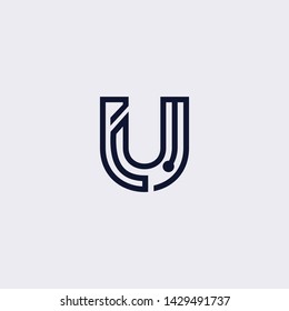 Minimal line letter initial U logo. Abstract and elegant shape font sign. logotype vector design template for personal identity branding, creative industry, web, business, corporate and company