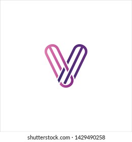 Minimal line letter initial V logo. Abstract and elegant shape font sign. logotype vector design template for personal identity branding, creative industry, web, business, corporate and company