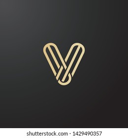 Minimal line letter initial V logo. Abstract and elegant shape font sign. logotype vector design template for personal identity branding, creative industry, web, business, corporate and company