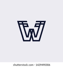Minimal line letter initial W logo. Abstract and elegant shape font sign. logotype vector design template for personal identity branding, creative industry, web, business, corporate and company
