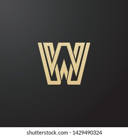 Minimal line letter initial W WW logo. Abstract and elegant shape font sign. logotype vector design template for personal identity branding, creative industry, web, business, corporate and company