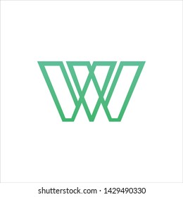 Minimal line letter initial W WV logo. Abstract and elegant shape font sign. logotype vector design template for personal identity branding, creative industry, web, business, corporate and company