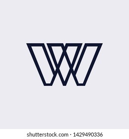 Minimal line letter initial W WV logo. Abstract and elegant shape font sign. logotype vector design template for personal identity branding, creative industry, web, business, corporate and company