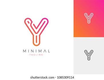 Minimal Line Letter Initial Y Logo Design Template. Vector Logo Illustration