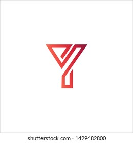 Minimal line letter initial Y logo. Abstract and elegant shape font sign. logotype vector design template for personal identity branding, creative industry, web, business, corporate and company
