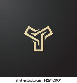 Minimal line letter initial Y logo. Abstract and elegant shape font sign. logotype vector design template for personal identity branding, creative industry, web, business, corporate and company