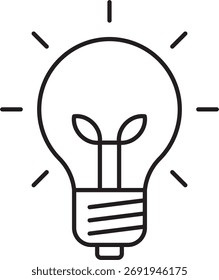 Minimal Line Light Bulb Icon Representing Creative Idea and Innovation Concept
