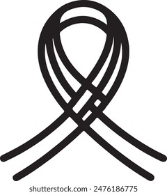 Minimal line logo of black ribbon