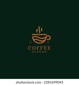 Vector de cafetera con logotipo de línea mínima