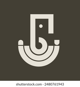 minimal line are logo illustration of a lord Ganesha 