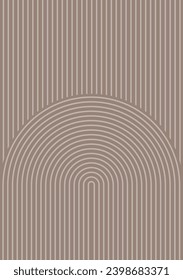 Cartel mínimo de la línea. Arte mural de Boho. Impresiones de color beige neutro. Fondo estético abstracto de mediados de siglo. Diseño artístico abstracto. Ilustración vectorial.