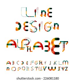 Minimal line segments design alphabet, font, typeface isolated on white.