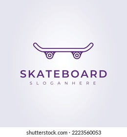 minimal line skateboard vector logo illustration design