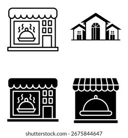 Minimal Line Store Icons Set
Black and White Shop Front Vector Pack
Restaurant and Cafe Line Icons
Market and Storefront Vector Set