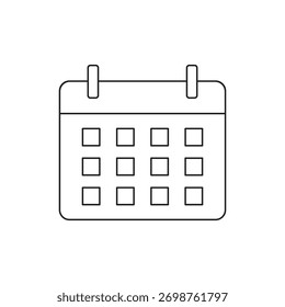 Cuadrícula de calendario de estilo de línea mínima con símbolo de carpeta de anillo