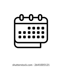 Minimal Line Style Calendar Icon Showing Day Planning, Monthly Overviews, Task Lists, Date Selection, Event Alerts, and Deadline Tracking