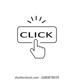 Estilo de linha mínimo clique no ícone do botão com ponteiro do cursor. Perfeito para interface de usuário, navegação de site, aplicativos, marketing digital e elementos de design de chamada para ação.