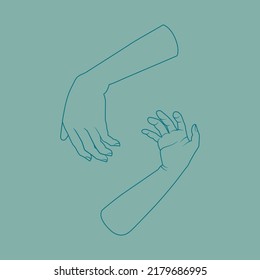 Minimal line style Hands Template - line art Illustration