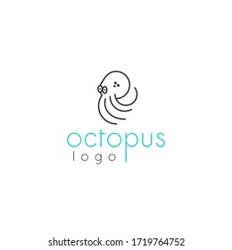 Logo-Tintenfisch im minimalen Linienstil