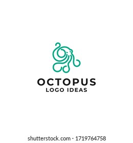 minimal line style logo octopus