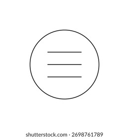 Minimal line style three horizontal lines for menu symbol