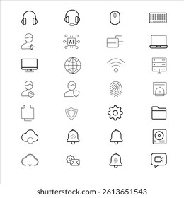 Minimal Line Technology Icons   Clean Vector Essentials Pack
