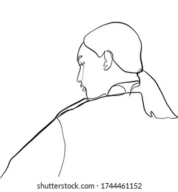Mujer vector de línea mínima. Retrato de glamour lineal mujer. Retrato del perfil de la chica. Logo de glamour lineal en un estilo mínimo para salón de belleza, esteticista, maquillador, estilista. Arte dibujado a mano.