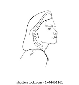 Mujer vector de línea mínima. Retrato de glamour lineal mujer. Retrato del perfil de la chica. Logo de glamour lineal en un estilo mínimo para salón de belleza, esteticista, maquillador, estilista. Arte dibujado a mano.