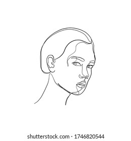Minimal line vector woman. Linear glamour portrait woman. Portrait of girl. Linear glamour logo in minimal style for beauty salon, beautician, makeup artist, stylist. Hand drawn art.