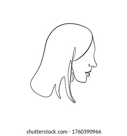Minimale Linie Vektorfrau. Lineare Glamour-Porträtfrau. Porträt von Mädchen. Lineares Glamour-Logo im minimalen Stil für Schönheitssalon, Kosmetikerin, Make-up-Künstler, Stylistin. Handgezeichnete Kunst.