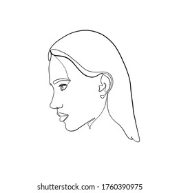 Continuous Line Drawing Set Faces Hairstyle Stock Vector (Royalty Free ...