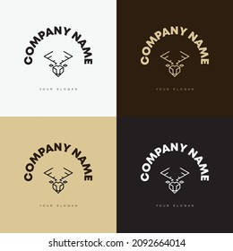 Minimal line versatile animal circle logo template icon design