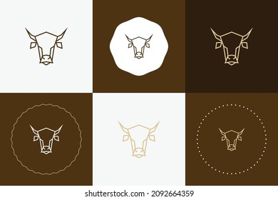 Minimal line versatile animal circle dot badge icon design